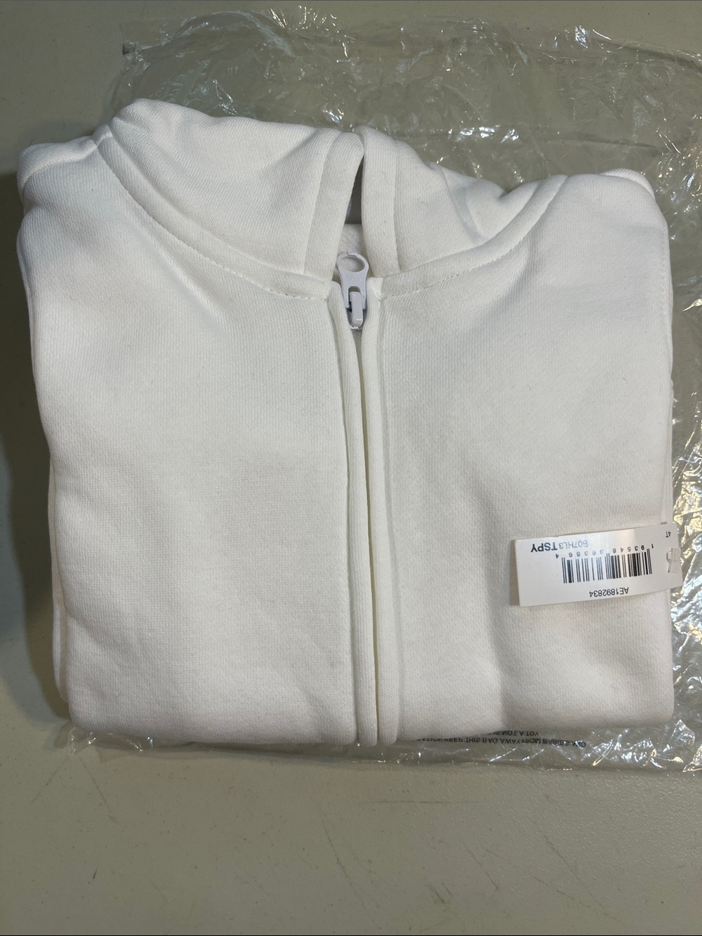 Amazon Kids White Full-Zip Hooded Sweatshirt